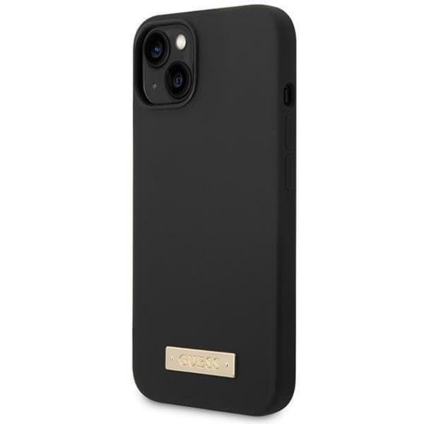 GUESS iPhone 14 Plus Skal MagSafe Silicone Logo Plate - Sort Black