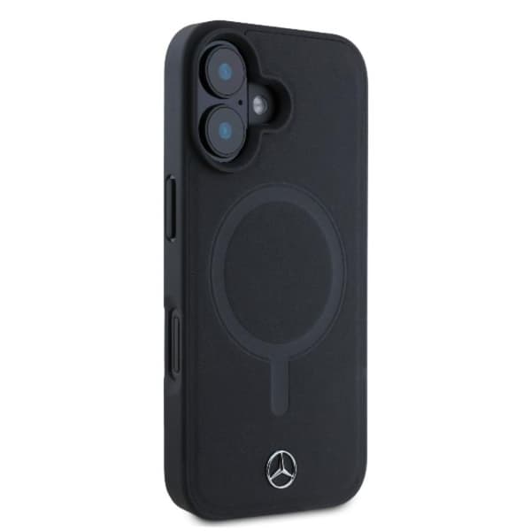 Mercedes Mobilskal till iPhone 16 Magsafe Plain Smooth Läder - Svart Svart