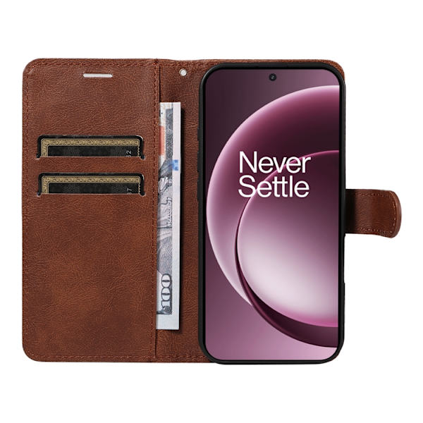 OnePlus 15 5G Plånboksfodral Solid Färg Konstläder Brun