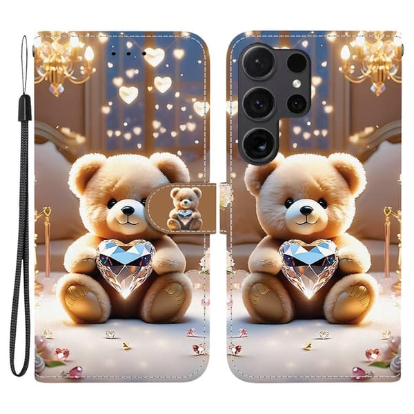 Plånboksfodral för Samsung Galaxy S26 Ultra Konstläder Ställ - Diamond Bear