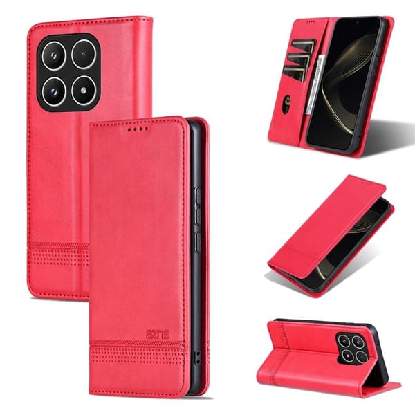 AZNS Xiaomi 17 Plånboksfodral Konstläder - Röd