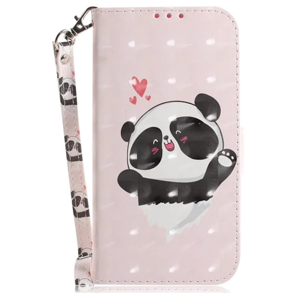 Sony Xperia 10 VI Konstläder Plånboksfodral 3D Pattern - Panda Rosa