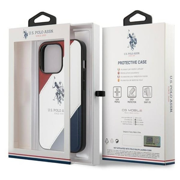 US Polo iPhone 14 Pro Skal Tricolor Embossed - Vit