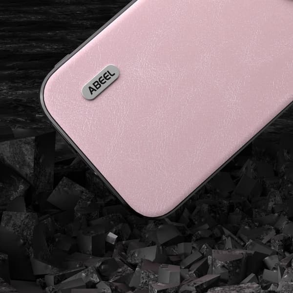 ABEEL Mobilskal till iPhone 15 Pro , Stöttålig Läder, Rosa