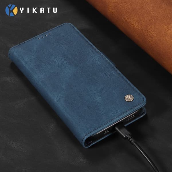 YIKATU OnePlus 15 5G Konstläder Plånboksfodral Skin-touch Feeling Blå