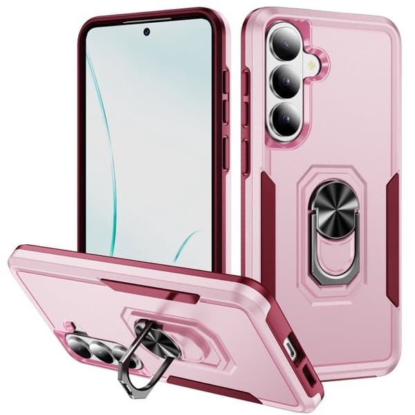 Mobilskal för Samsung Galaxy S26 Militärklass Ring Kickstand PC + TPU - Rosa