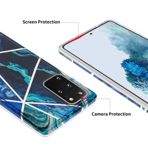 BOOM - Grid cover til Galaxy S20 Plus - Blå Marmor Blue