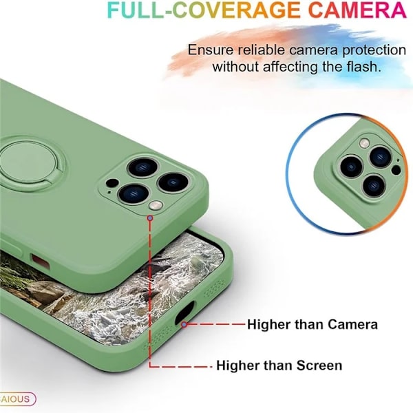 Telefontaske til iPhone 16 Pro Silikone Ring - Grøn Grön