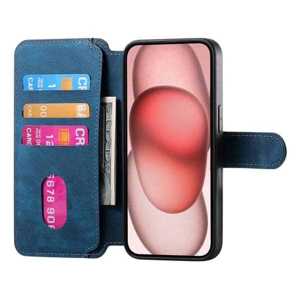CASENEO MW-03 iPhone 14 Plånboksfodral Konstläder + TPU - Blå