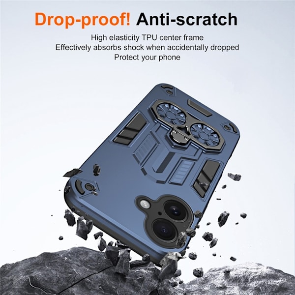 Mobilskal till iPhone 17 Ringhållare Kickstand Shockproof - Blå Blå