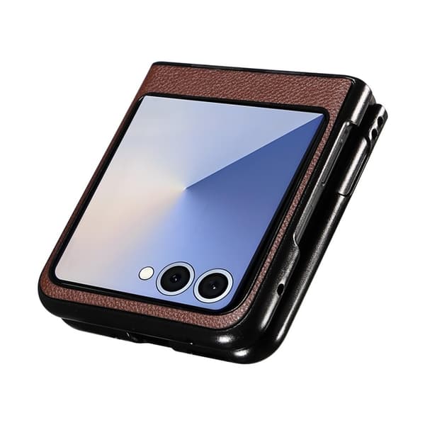 Mobilskal till Galaxy Z Flip7 Litchi Texture Läder - Brun Brun
