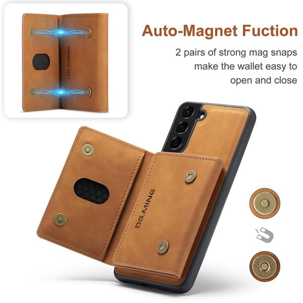 DG.MING 2 i 1 Magnetiskt Plånboksfodral Samsung Galaxy S21 - Brun