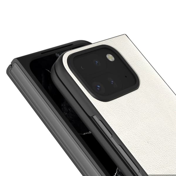 ABEEL Mobilskal till Google Pixel 9 Pro Fold 5G Äkta Läder Grå