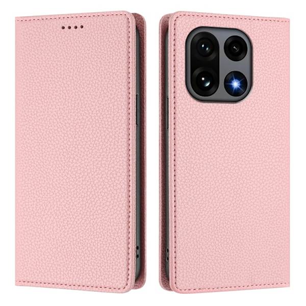 OnePlus 15 Plånboksfodral RFID-Skydd Litchi Konstläder Rosa