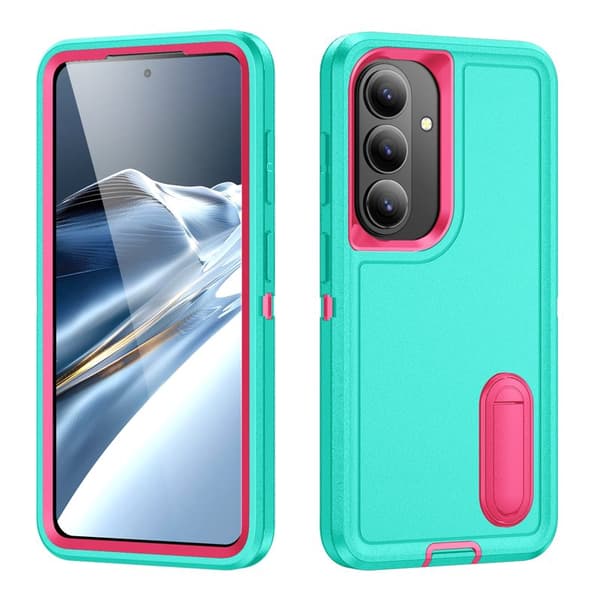 Mobilskal för Samsung Galaxy S26 PC + Silikon Anti-Drop Kickstand - Cyan