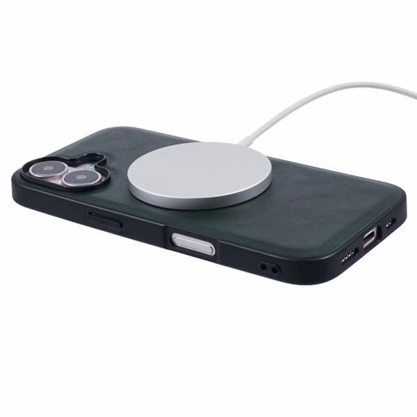 X-LEVEL Bojue-3 Mobilskal till iPhone 16 MagSafe Läder Grön