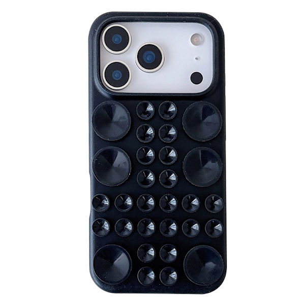 Mobilskal till iPhone 17 Pro Max Sugkopp Silikon med Tygfoder Svart