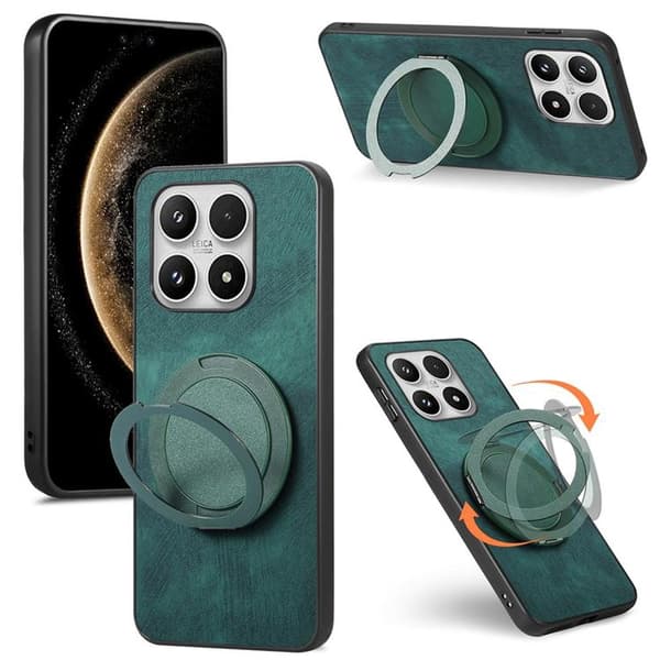 Mobilskal för Xiaomi 17 Retro Läder Rotating Kickstand Grön
