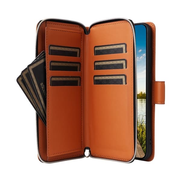 Galaxy A17 / A26 Konstläder Plånboksfodral Med Handledsrem - Brun Brun