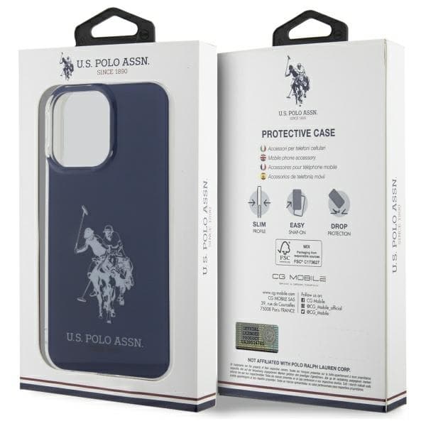 US Polo Mobilskal till iPhone 15 Pro Max Shiny Big Logo - Blå
