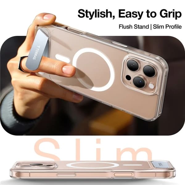 TORRAS Mobilskal till iPhone 16 Pro Max Magsafe Kickstand - Transparent
