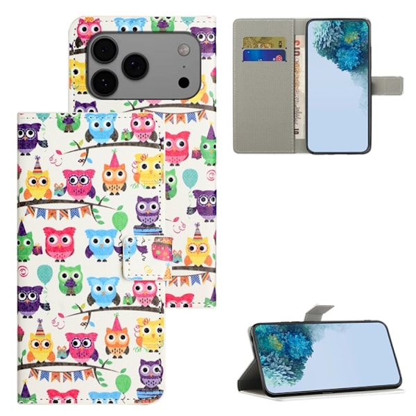 iPhone 17 Pro Plånboksfodral Pattern Print Konstläder Vit