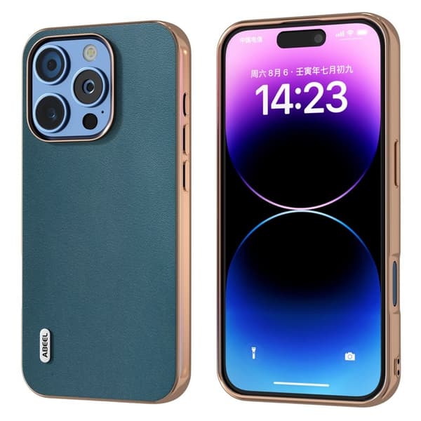 ABEEL Mobilskal till iPhone 16 Pro Max Electroplating Grön Äkta läder