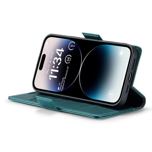 CASEME iPhone 14 Pro Max Plånboksfodral Konstläder RFID-Skydd Grön
