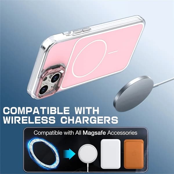 Mobilskal till iPhone 15 Plus MagSafe Lens Kickstand med Handrem - Rosa Rosa