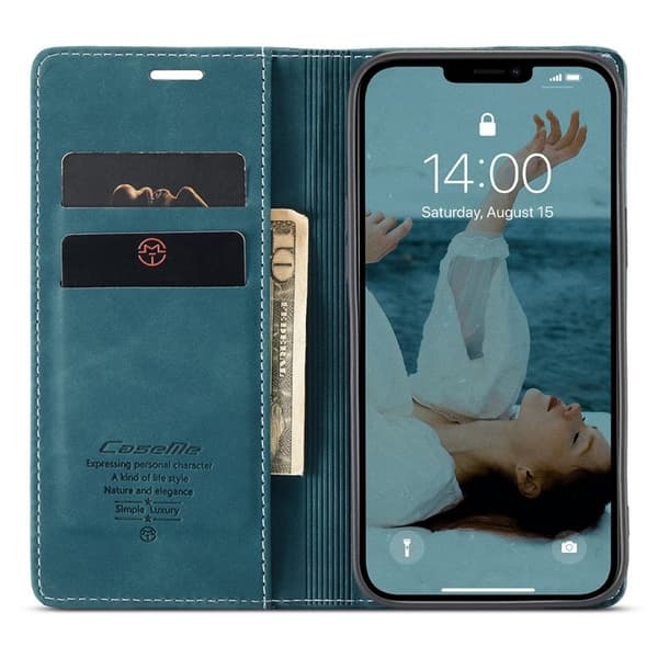 CASEME 013 Wallet Stand Mobilskal för iPhone 13 Pro Max - Grön