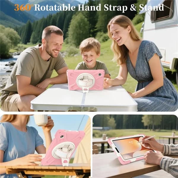 Mobilskal till Galaxy Tab A11 Kickstand Silikon Axelrem Rosa