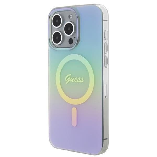 Guess iPhone 15 Pro Mobilskal Magsafe IML Iridescent - Turkis Blå