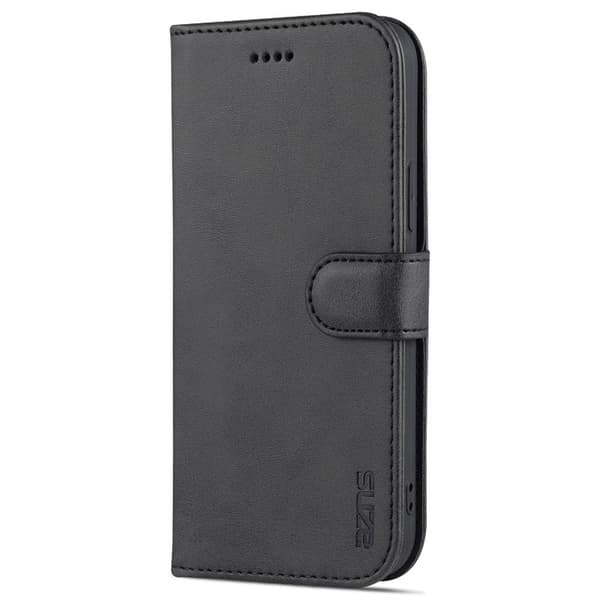 AZNS iPhone 15 Plånboksfodral Anti-Scratch Konstläder - Svart