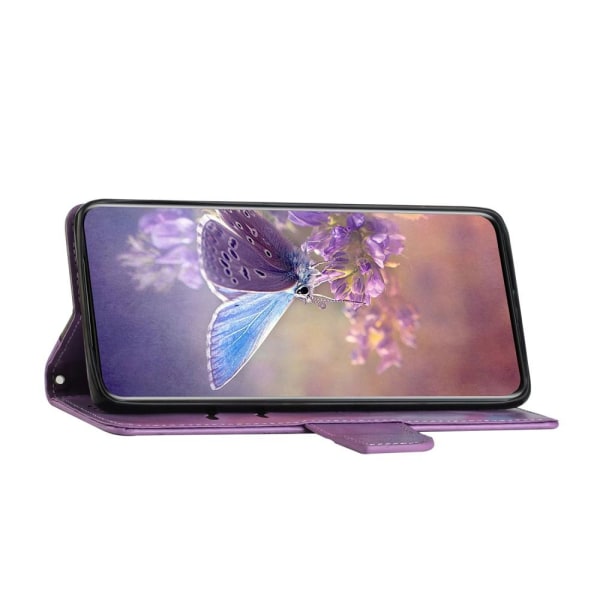 Butterfly Flower Imprinted Wallet Case Galaxy A53 5G - Lilla