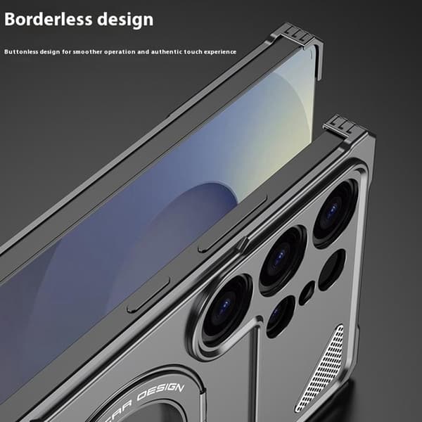 Mobilskal till Galaxy S25 Ultra Ramlöst Metall Kickstand Grå