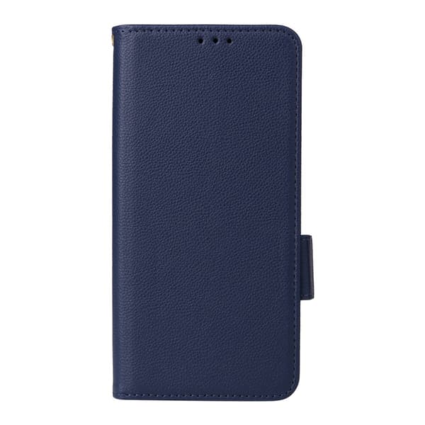 Galaxy S26/S26 Pro Plånboksfodral Litchi Konstläder med Rem - Blå Blå