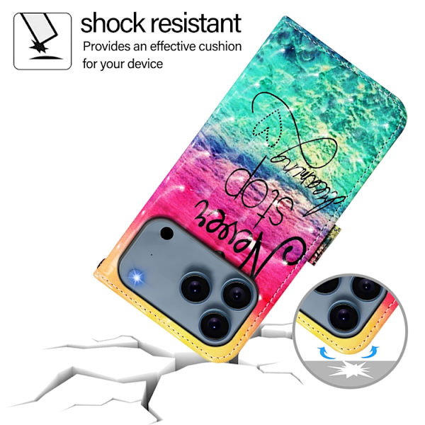 iPhone 17 Pro Plånboksfodral Printing Pattern Med Strap Flerfärgad