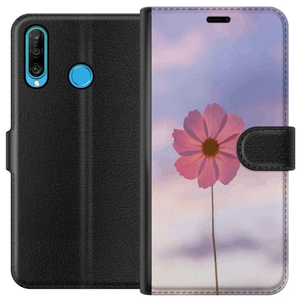Plånboksfodral till Huawei P30 lite med Rosa blomma