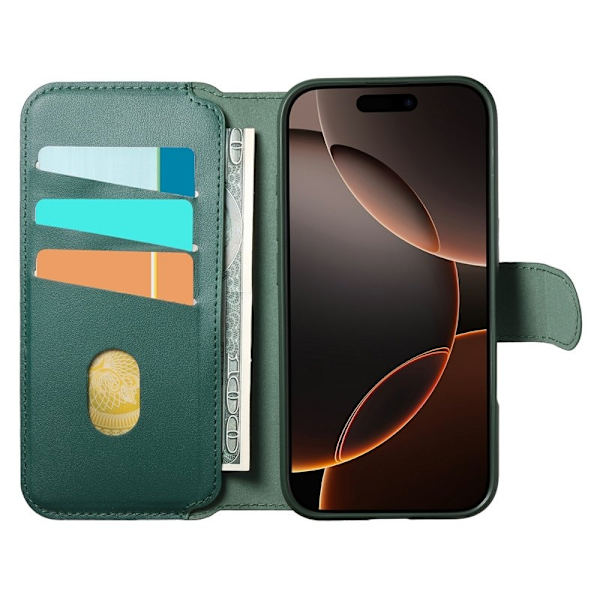 CASENEO iPhone 16 Plus Plånboksfodral RFID Blocking Konstläder - Grön