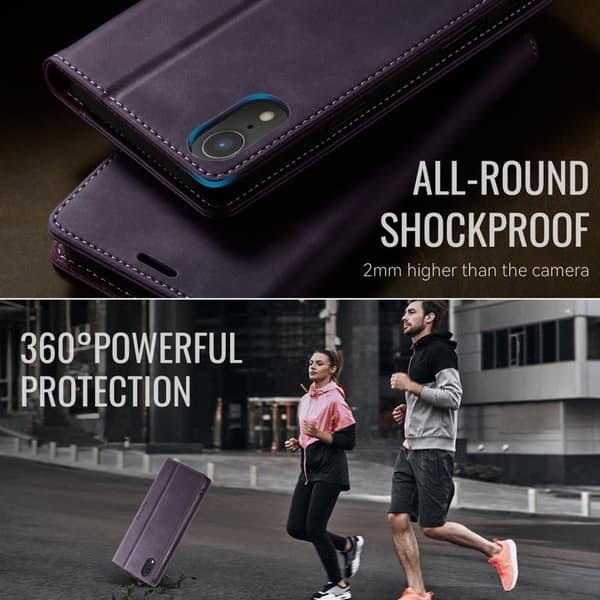 CASEME 033 Mobilskal till iPhone XR RFID Blocker Läder Lila