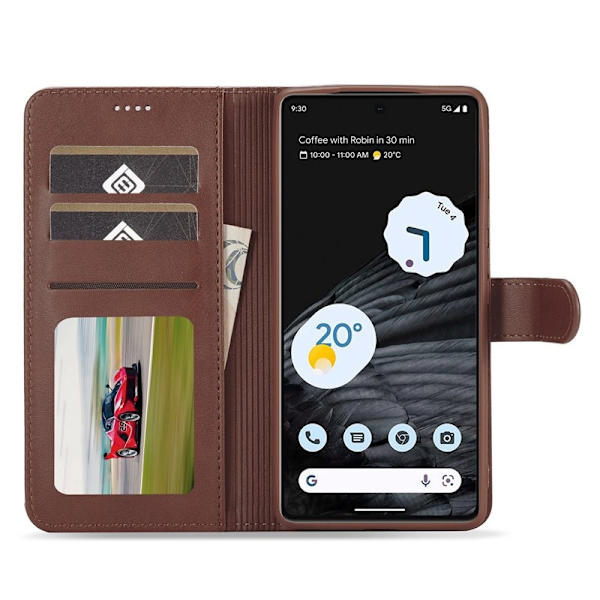 LC.IMEEKE Google Pixel 7 Pro Plånboksfodral Konstläder - Brun
