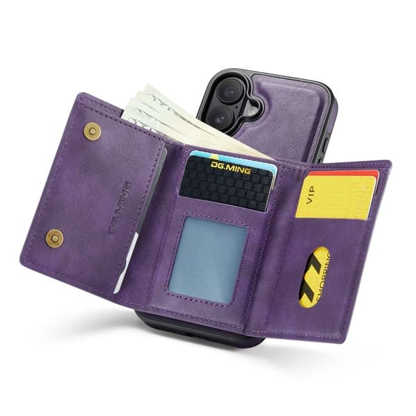 DG.MING M6 Series Mobilskal till iPhone 17 Magnetiskt Plånboksfodral Lila