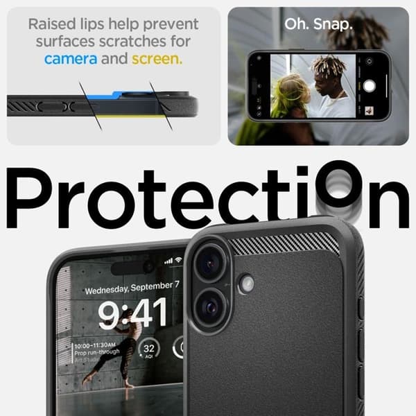 Spigen telefontaske til iPhone 16 Magsafe Rugged Armor - Sort Svart