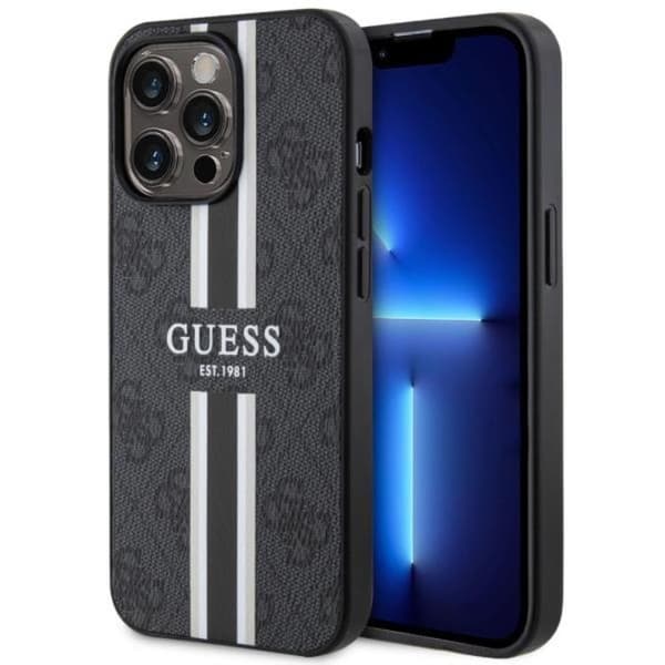 Guess iPhone 13 Pro/13 Mobilskal MagSafe 4G Printed Stripes - Sort Black