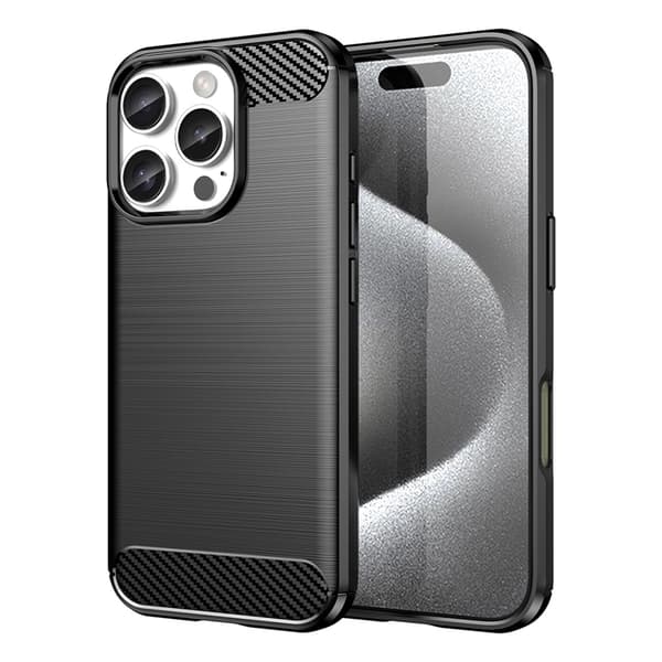 Telefontaske til iPhone 16 Pro Max Silicone Carbon - Sort Black