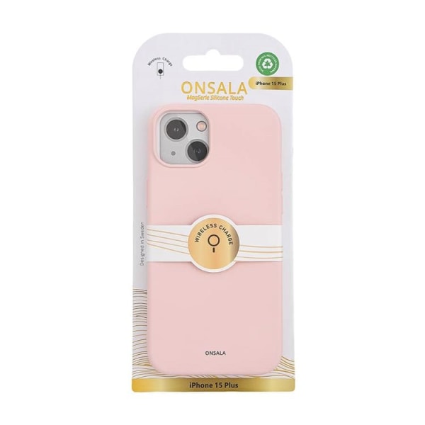 Onsala iPhone 15 Plus Mobilskal MagSafe Silikon - Rosa