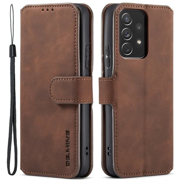 DG.MING Stand Retro KonstläderPlånboksfodral Samsung Galaxy A53 5G Brun
