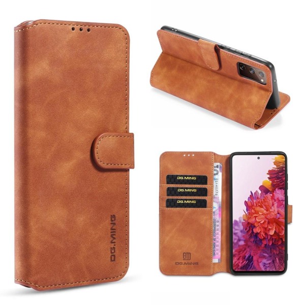 DG.MING Retro læder pung etui Galaxy S20 FE - Brun Brown