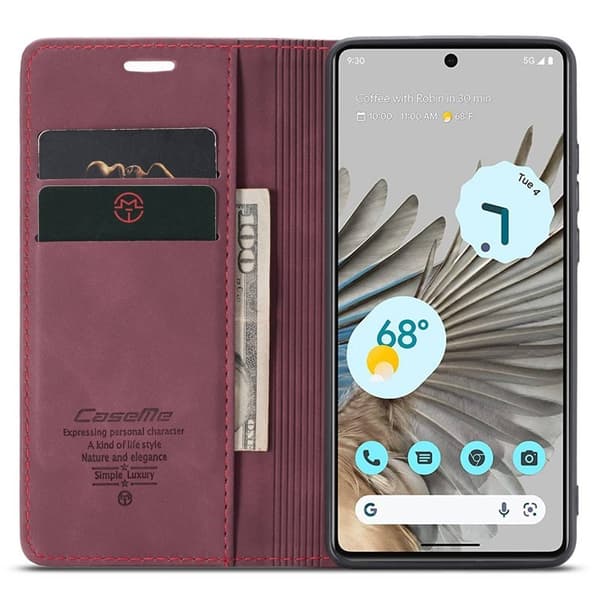 CASEME 013 Mobilskal för Google Pixel 7 Pro 5G Röd KonstLäder Flip