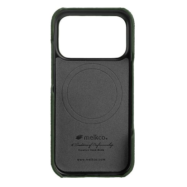 MELKCO Mobilskal till iPhone 17 Pro Max Äkta Läder PC Grön